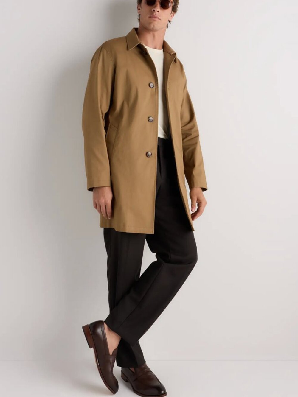 Men's Comfort Stretch Trench Coat in Light Khaki (Medium)
